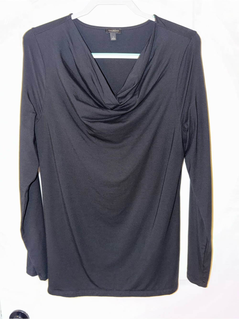 Talbots Black Long Sleeve Cowl Neck Top